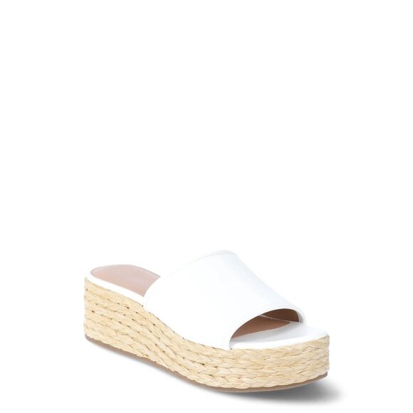 New Women's Time & Tru Raffa Platform Slide Sandals Size 10 White - Picture 1 of 5